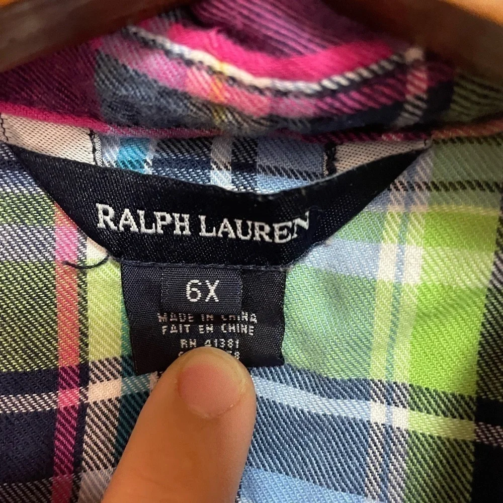 Ralph Lauren plaid shirt with ruffles.